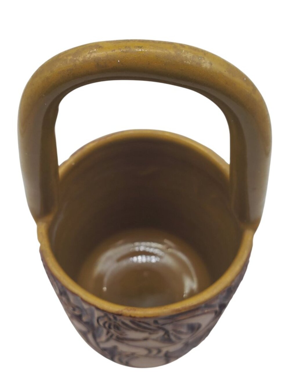 Vintage Handmade Italian Ceramic Basket Vase With Intricate Relief Design & Hand - Picture 7 of 14